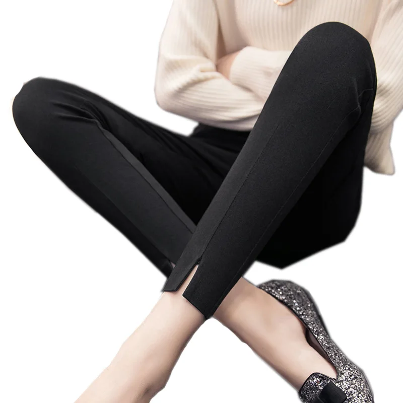 

Autumn Women Pants Skinny Casual Slim Fit Stretch Elastic Split Black Leggings High Waist Pants Fashion Pull On Pencil Pants