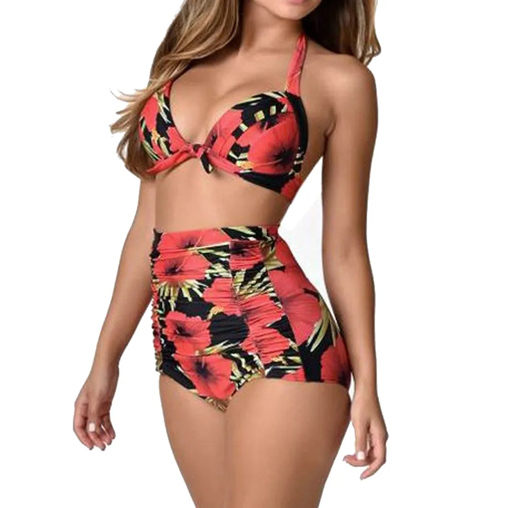 

Telotuny Fashion women swimwear Sexy RED Rose swimwear large size swimwear women 2018 maillot de bain grossesse JL 10