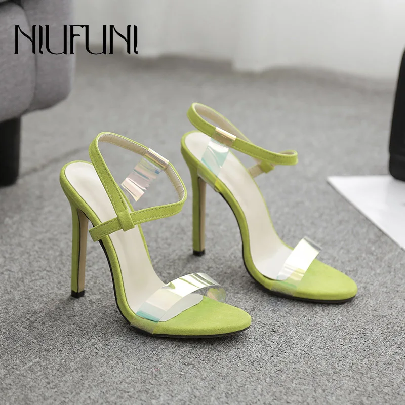 

Fashion Peep Toe Transparent Solid Color Women's Sandals 2019 New Stiletto PVC Comfortable High Heels Sleeve Sexy Women's Shoes