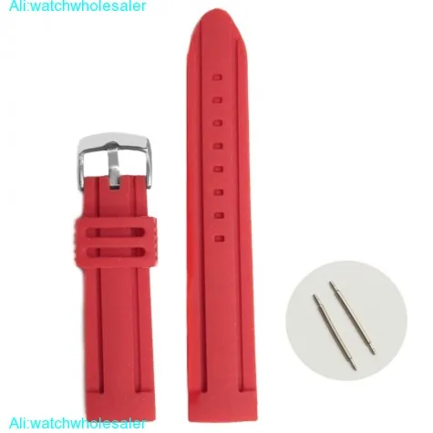 22mm Hot Red Color Silicone Jelly Rubber Ladies Watch Band Straps WB1072P22JB