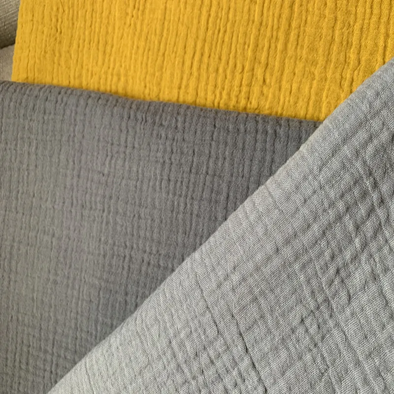 

Natural 100% Cotton Double Crinkle Gauze Voile Fabric 135 cm width 130 gsm baby sewing fabric 100 meters small wholesale CD04A