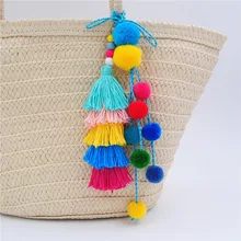 Naomy y ZP borla clave cadenas para mujeres clave rey accesorios bolsa bolso con pompom Vintage joyería de moda colgante de bolso encanto