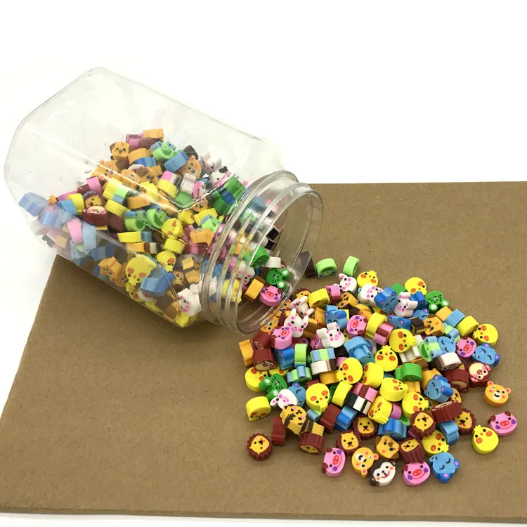 

400pcs kawaii eraser lot cute mini animals smile heart erasers rubber for kids school accessories for pencils stationary supplie