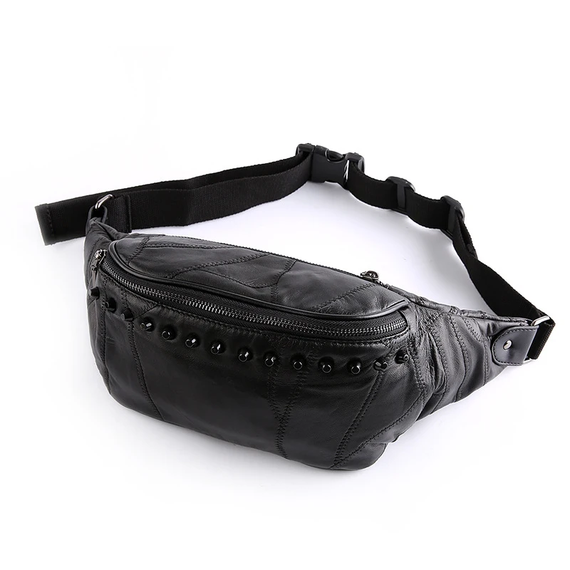 

Casual Men Travel Fanny Pack Genuine Leather Waist Packs Over Shoulder Bags European Style Shoulder Bag