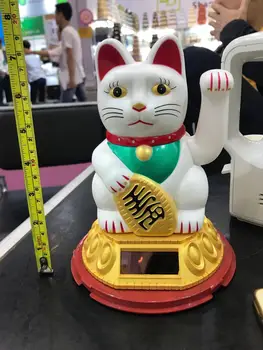 

[ Fly Eagle ] SOLAR POWER BECKONING CAT White Wealth Lucky Waving Kitty Maneki Neko Fortune