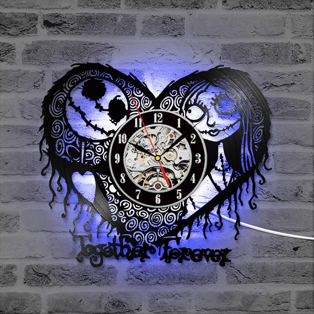 Home Decor Nightmare Before Christmas Heart Pattern Vinyl Record Clock Hollow Creative Antique Style Cd Record Led Clock Vinyl Record Clock Record Clockhome Decor Aliexpress