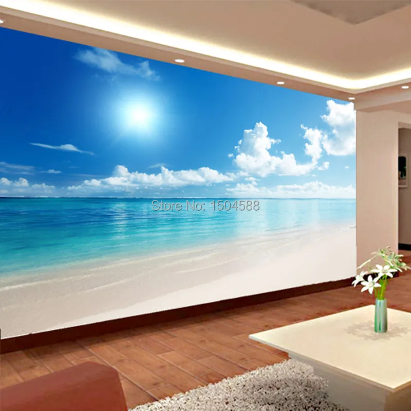 Большие Настенные обои на заказ с изображением морского голубого неба 3D океанского пейзажа ТВ фон для гостиной фото обои 3D обои для комнаты пейзаж