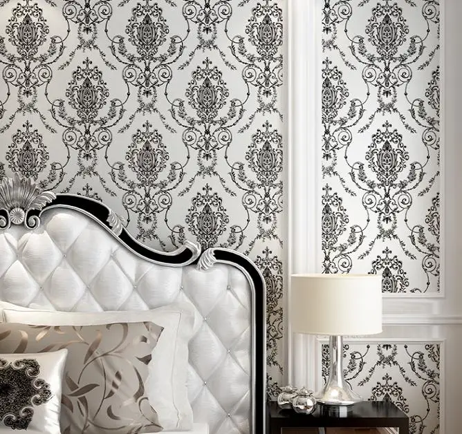 Clic White And Black Damask Wallpaper Match Vertical Stripes Home Clic White And Black Damask Wallpaper Match Vertical Stripes Home Decor Wall Papel De Parede Para Sala Atacado In Wallpapers From Improvement On