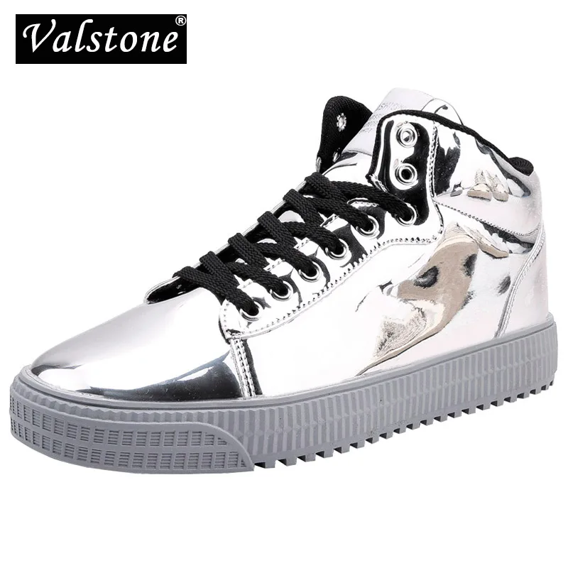 

Valstone Men's Gold sneakers fashion hip-hop shoes Waterproof Spring casual shoes high-cut plus size 47 silver winter optional