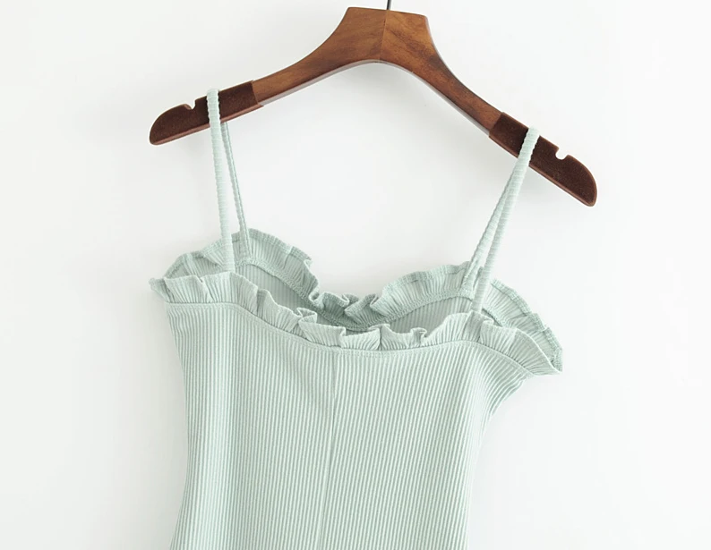 yellow bodysuit Women Ruffle Detail Rib Cami Bodysuit black corset bodysuit