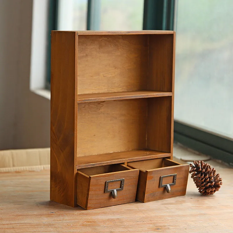 Zakka Ретро деревянный ящик стола тип хранения кабинета Многофункциональный Коробка для хранения витрина