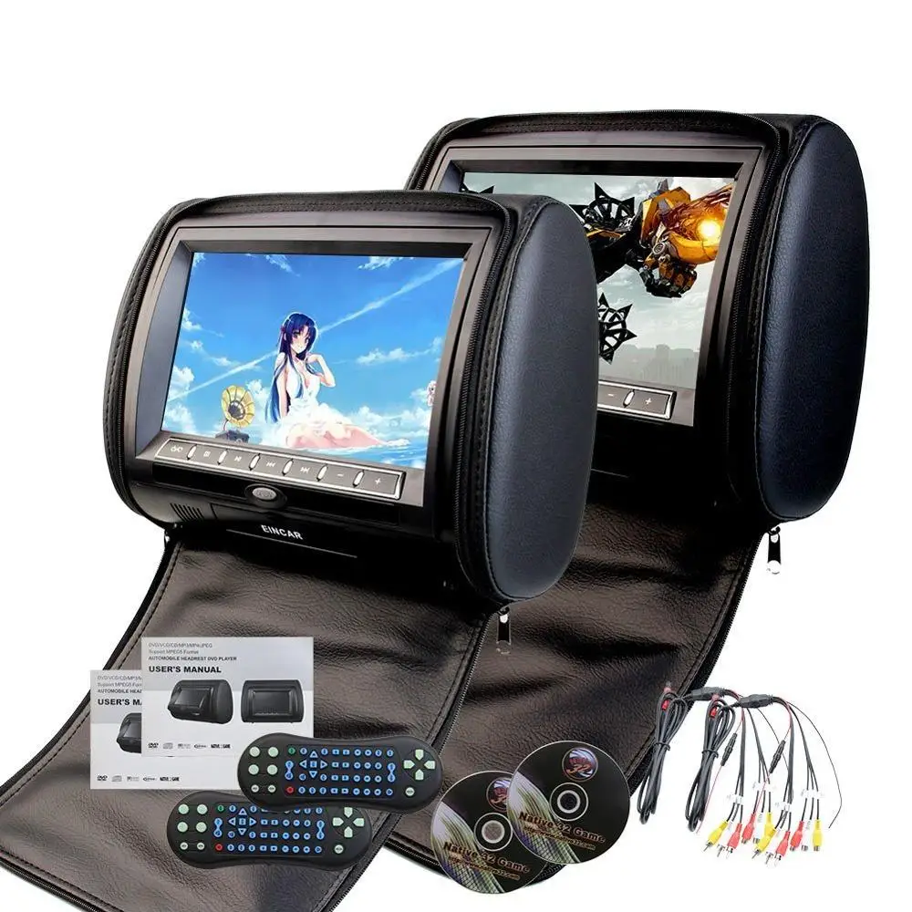 

Car Headrests DVD Player 9"Twin Screen for USB SD Multimedia Video IR FM Transmitter 2 Pair Car Pillow Monitors USB/SD/Zip Cover
