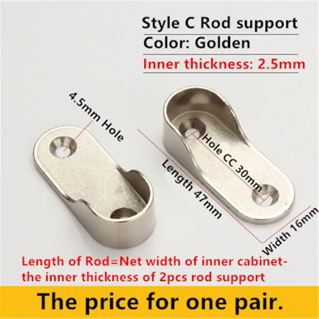 1 Pair Wardrobe Support Bracket Clothes Hanging Rod Holder In 1 Pair Wardrobe Support Bracket Clothes Hanging Rod Holder