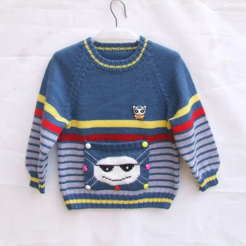 Hand Knitted boy Wool Pullover Sweater Children's clothing