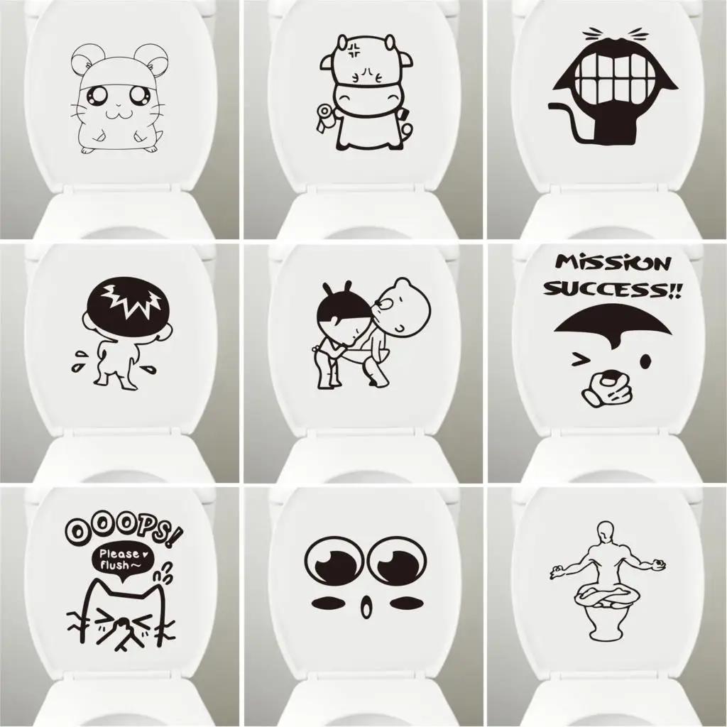 

Lovely Toilet Stickers DIY Vinyl Home Decor Removable Bathroom Mural Art Waterproof Wallpaper WC Closestool wall-sticker