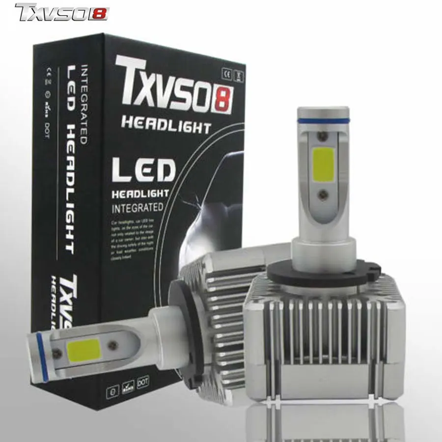 

TXVSO8 2PCS D1S led Headlight Bulbs Kit COB Chips 6000K 55W bombillas Led Auto Fog Headlamp super bright lamp Car Accessories