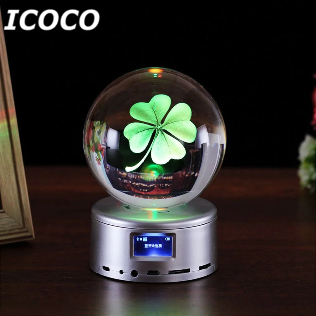 

ICOCO 80 mm Wireless Bluetooth Crystal Ball Music Box Rotate Bluetooth MP4 Base+Remote Control Best Gift for Xmas Birthday Sale