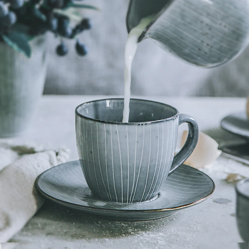 

NIMITIME Japanese Style Retro Coffee Cup Set Afternoon Tea Breakfast Water Household Cup Drinkware