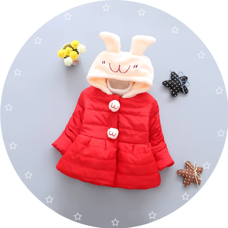 Female baby winter coat 0 1 2 3 baby clothes cotton jacket girl 6 12 months