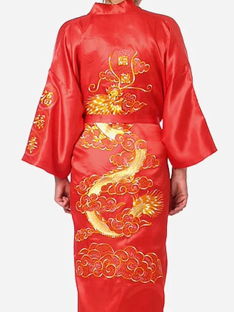 Navy Blue Chinese Men's Satin Silk Robe Embroidery Kimono Bath Gown Dragon Size S M L XL XXL XXXL S0008 red pajama pants