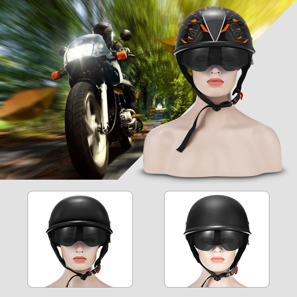 ZR 111 Motorcycle Half Helmet with Built in Lens / ABS Plastic / DOT