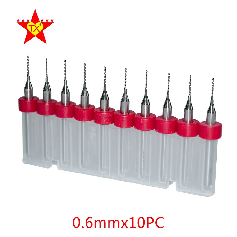 TX 10pcs 0.6mm Mini PCB Drill Bit For Metal CNC Circuit Board Engraving