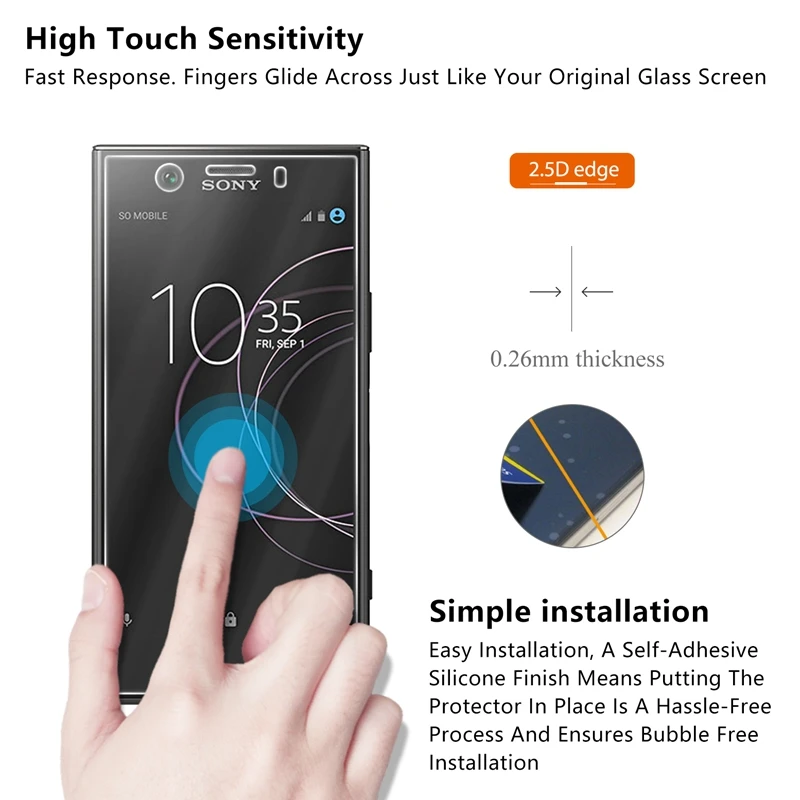 10 шт./лот 2.5D 0 26 мм Премиум Закаленное стекло для Sony Xperia XZ1 компактная защитная