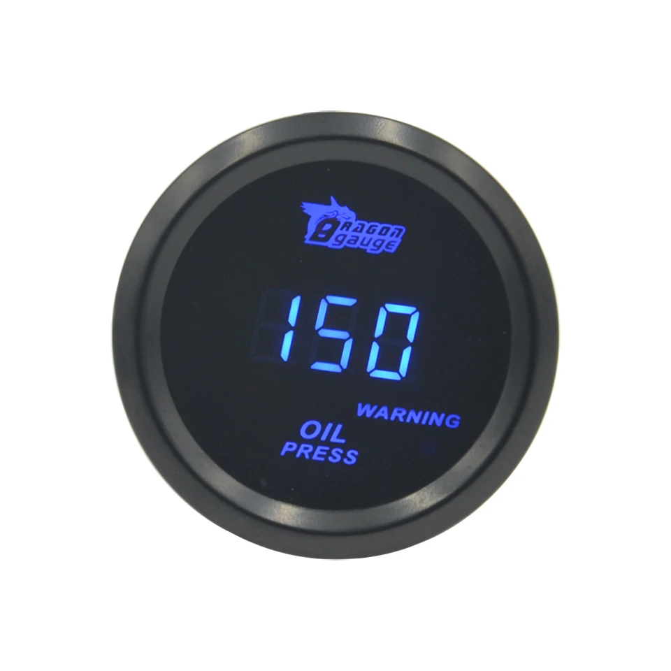 Calibre do Dragão Medidor de Pressão do Óleo do Carro Universal Digita Azul Retroiluminação Meterl 0-150 Psi 52mm 3 Calibre do dragão universal 52mm digita azul