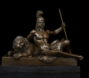 

Copper decoration Fine Buddha Brass Tamers Classical Bronze Sculpture Art posters Man and Bronze statues of the Tiger Statue