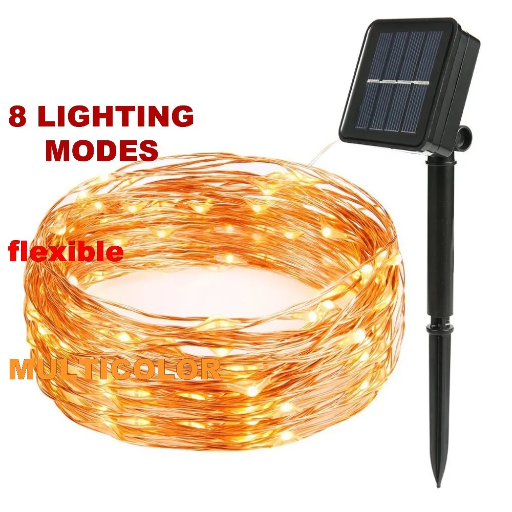 

8 modes multicolor Solar Powered String Lights 50LED 100 led 200 led lamp Wire Outdoor Fairy Light for Christmas Garden Holiday