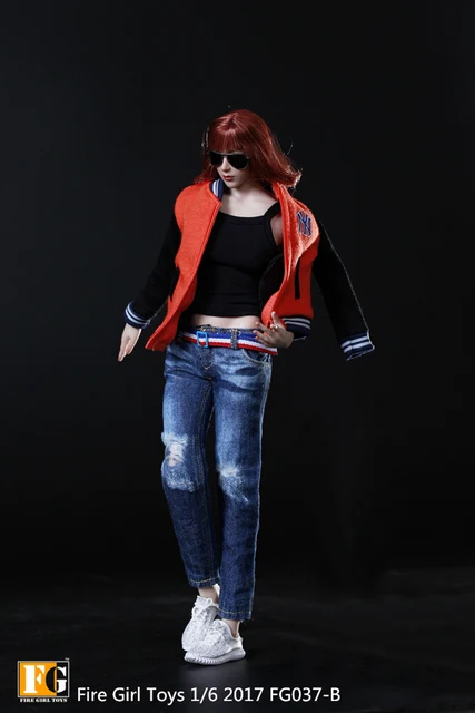 Best Offers 1/6 Scale Female Baseball Clothes Sport Suit Fire Girl Toys FG037B Orange for 12 Inch Phicen Action Figures Doll Toys Collection