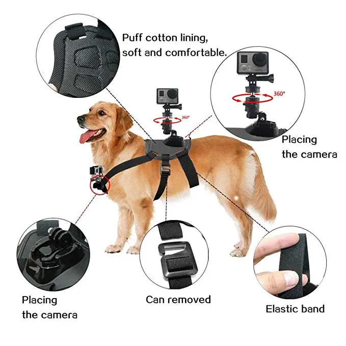 Аксессуары для камеры Go Pro нагрудный ремень с креплением на собаку собачья упряжь оправа на шлею для экшн-Камеры Gopro Hero 5 4 session 3+ 3 знака после SJ5000 нагрудный ошейник для собак Камера аксессуары