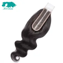 AllRun бразильские тела волна волос Кружева закрытия с ребенком волос 2*6 натуральный цвет 100% человеческих волос парик с пробором посередине