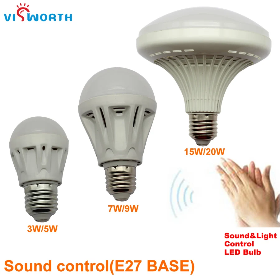 Смарт светильник освещенности E27 со светодиодной подсветкой 3/5/7/9/15/20 Вт|sensor lamp|led