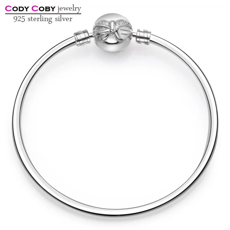 

925 sterling silver knot hand bracelet & bow clasp bangle fit original charm beads for cody coby charms men women berloques para