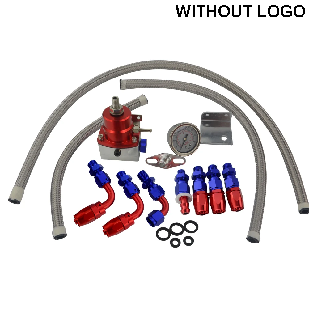 Универсальный Регулируемый регулятор давления топлива с манометром+ AN6 шланг топливной линии+ фитинги концевой комплект - Цвет: NO PQY LOGO