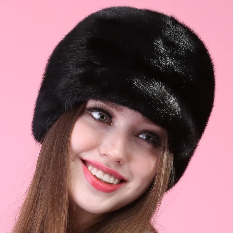 SHOUHOU женская шапка из натурального меха, зимняя женская теплая шапка, шапка для девушек из натурального меха норки, Супер теплая женская шапка