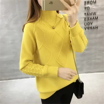 

Spring Autumn Tops Women Turtleneck Sweater 2019 New Thicken Fashion Knit Pullover Large size Korean Female Winter Sweater XY714