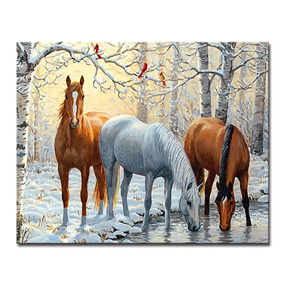 

DIY Oil Painting By Numbers Drawing Animal Horses Pictures Handpainted On Canvas Abstract Wall Art Home Decor Kids Unique Gift