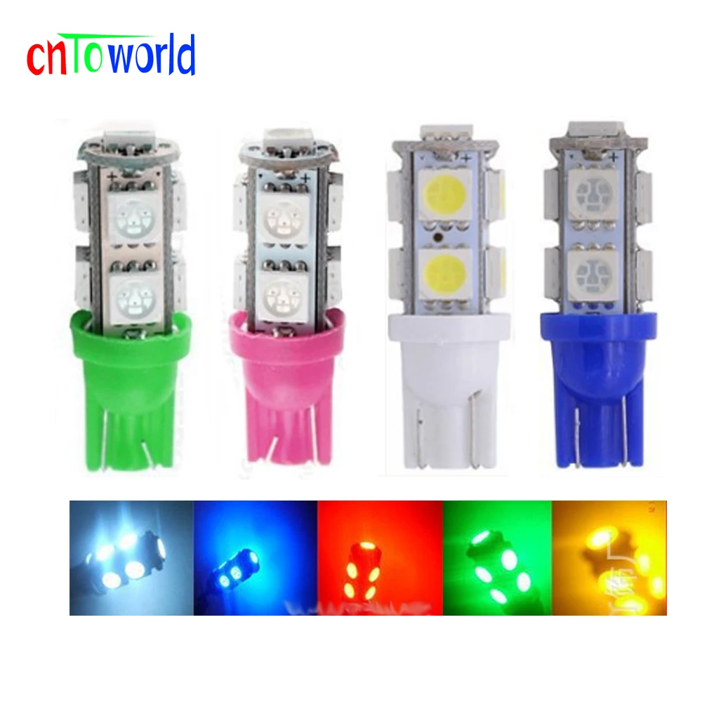 100pcs Auto Car Led Light 194 168 W5W T10 9 SMD 5050 LED Automobiles Side Marker Diode Lamp Bulb Wedge Interior Light 12V 24V (1)