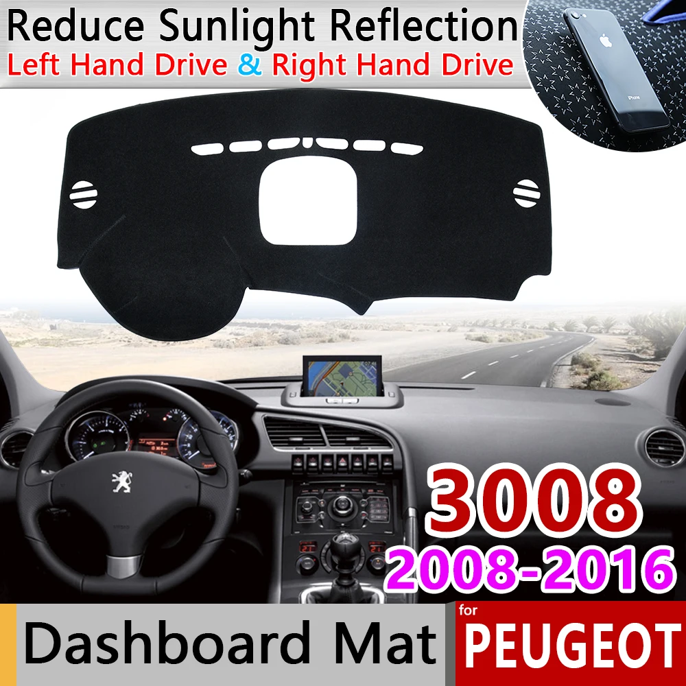 Для peugeot 3008 2008 ~ 2016 MK1 3008GT GT Противоскользящий коврик на приборную панель солнцезащитный коврик для защиты ковров автомобильные аксессуары