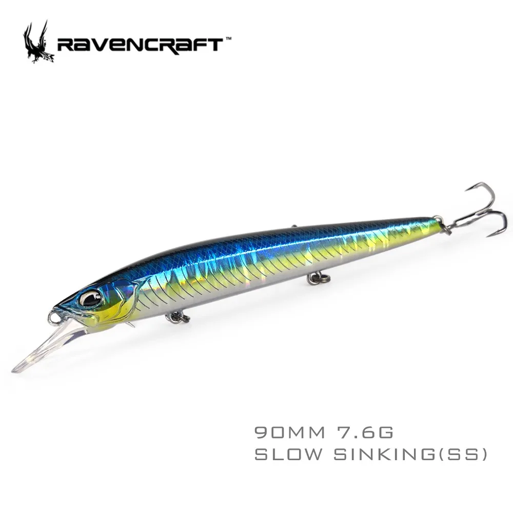 Ravencraft бренд Slasher 90SS черный тонущие приманки Minnow 7,6 г искусственный jerkbait воблер товары для бас судак приманки Рыбалка