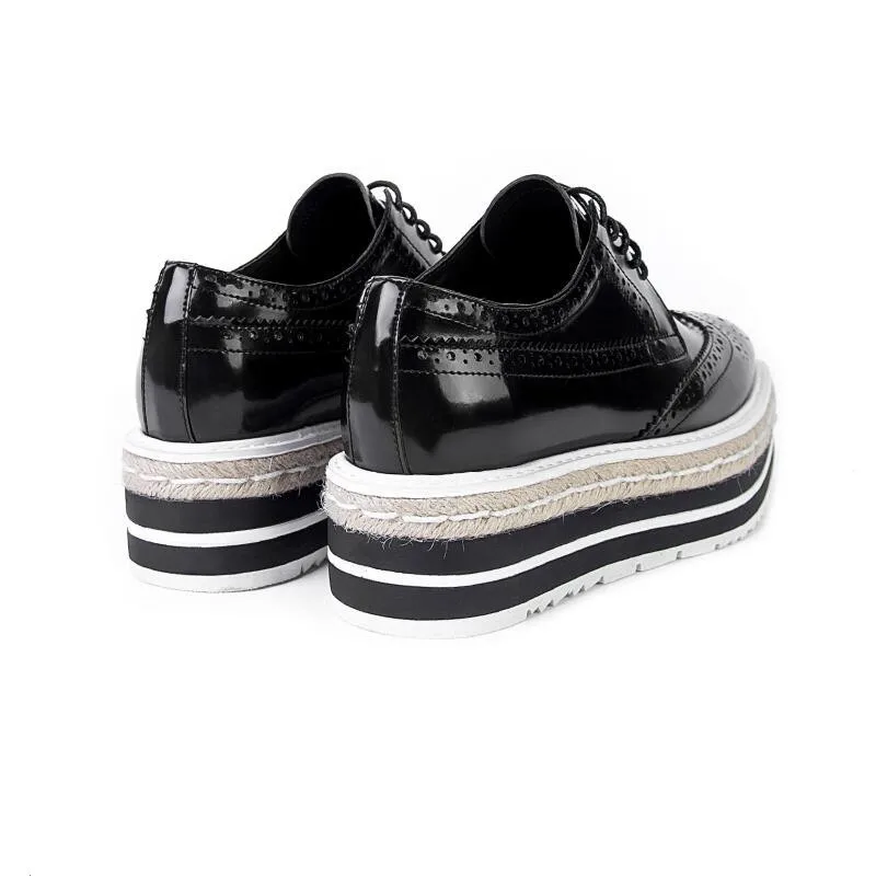Verniciata Basse Delle Per Oxford 2018 Traspirante Signore 1 Brogue Pelle Marca Della Piattaforma Di Le 4 Donne 3 Creepers Scarpe Cuoio 2 Appartamenti CWCPqga