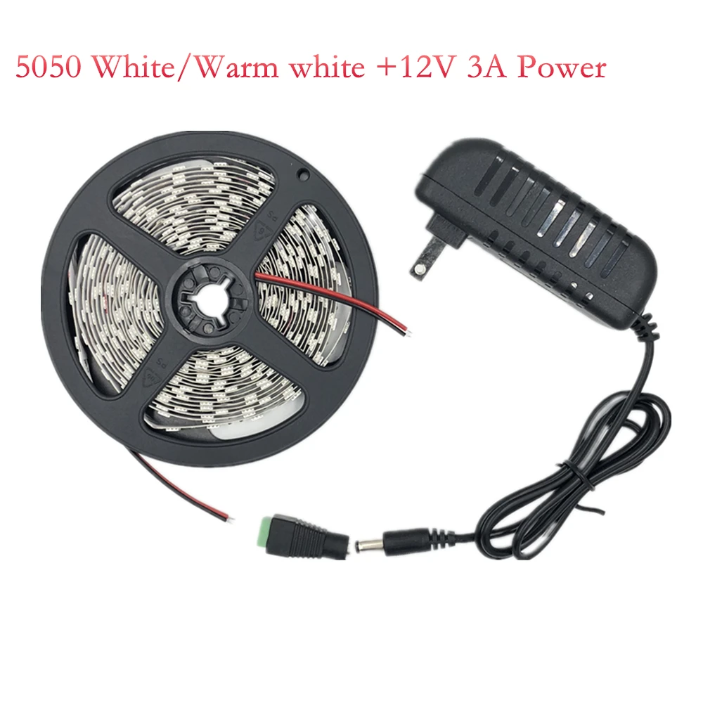 

ECLH SMD RGB LED Strip Light 5050 2835 10M 5M LED Light rgb Leds tape diode ribbon Flexible Controller DC 12V 3A Adapter set