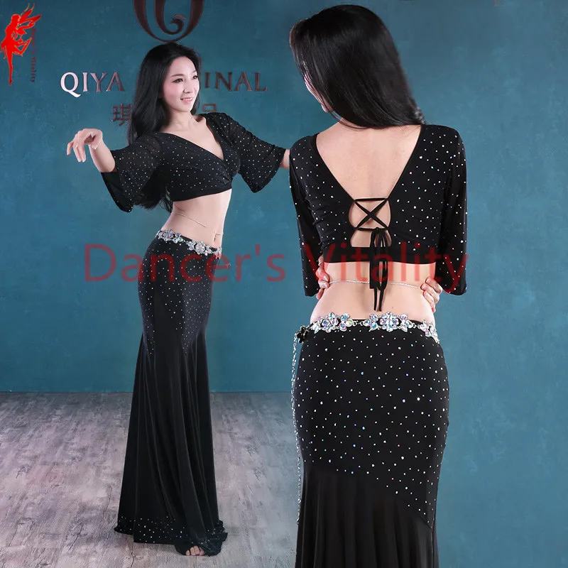 NEW style belly dancing clothing women luxury sequins 2pcs (top+skirt