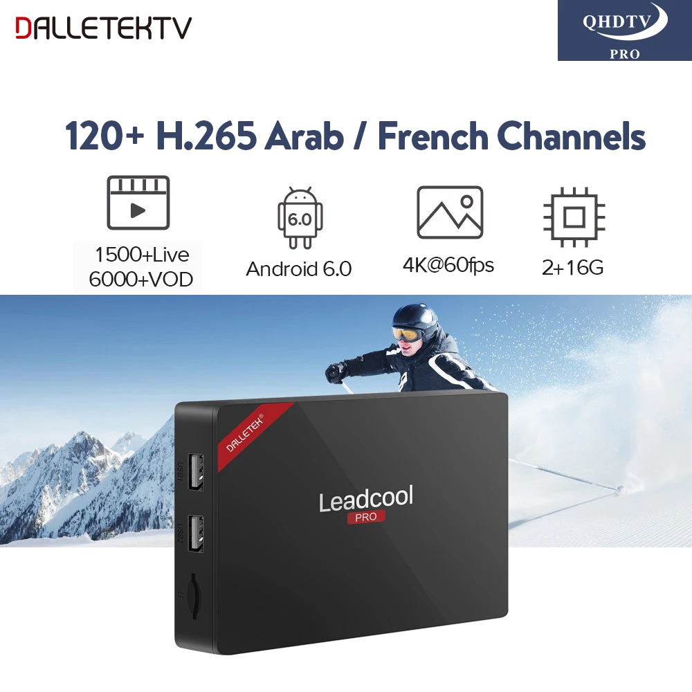 

IPTV Arabic French Leadcool Pro Smart Android TV Box H.265 1 Year QHDTV PRO Code IPTV Europe Belgium French Arabic IP TV Box