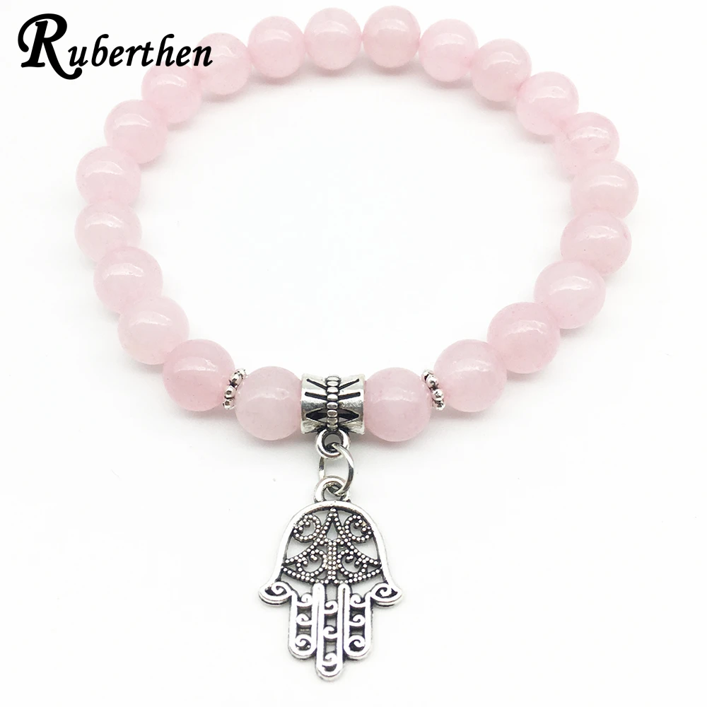 

Ruberthen Simple Design Women`s Yoga Bracelet Fashion Hand of Fatima Charm Bracelet Rose Crystal Wedding Bracelet Drop Shipping