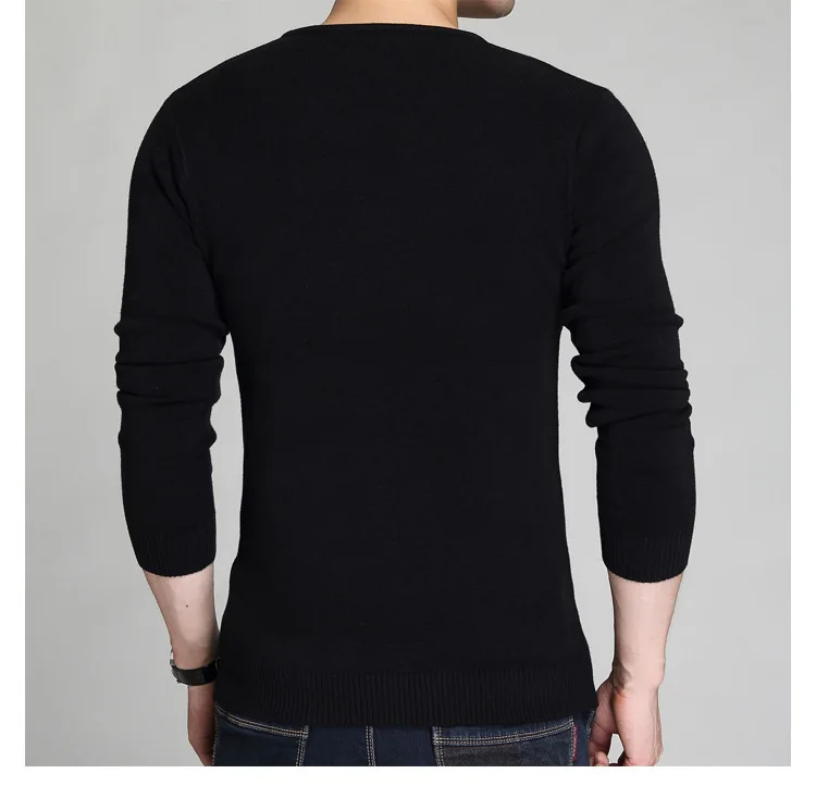 Litthing Cotton Sweater Men Long Sleeve Pullovers Slim Man V Neck Sweaters Top Loose Solid Color 5