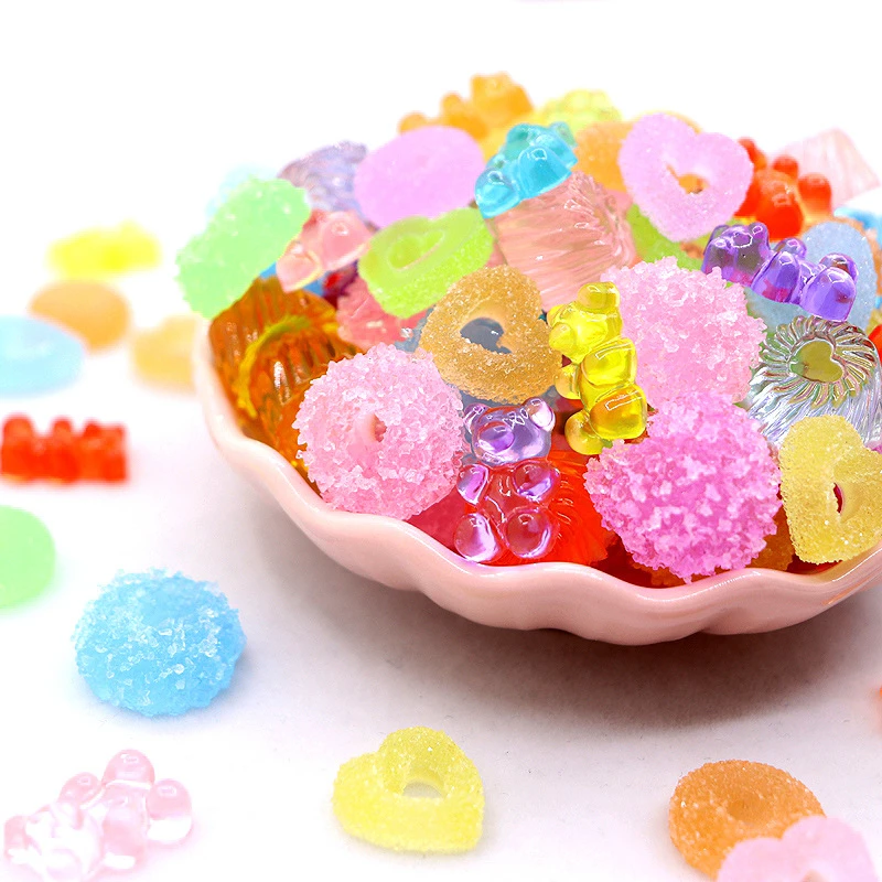 

10Pcs DIY Crystal Slime Supplies Accessories Phone Case Decoration for Slime Filler Miniature Resin Candy bear Chocolates