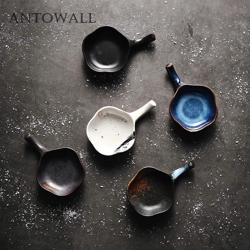

ANTOWALL Retro practical small taste dish chopsticks holder oil soy sauce dish ceramic home Japanese mini dish